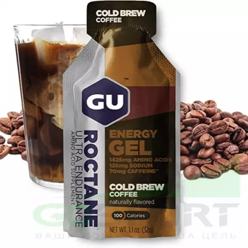 Гель питьевой GU ENERGY GU ROCTANE ENERGY GEL 70mg caffeine 1 стик x 32 г, Холодный кофе