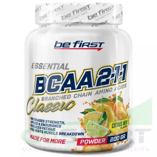 БСАА Be First BCAA Classic Powder 2:1:1 200 г, Цитрусовый микс