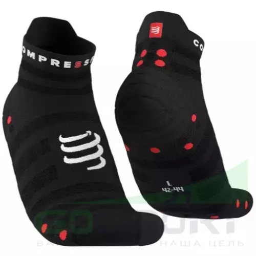 Компрессионные носки Compressport Носки Run Ultralight Low V4 Black/Red T2
