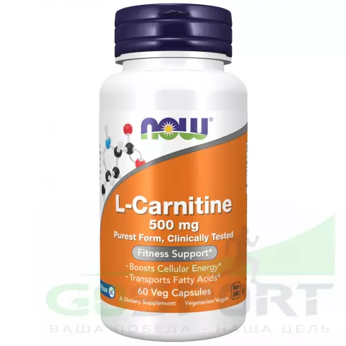  NOW FOODS L-Carnitine 500 mg 60 веган капсул