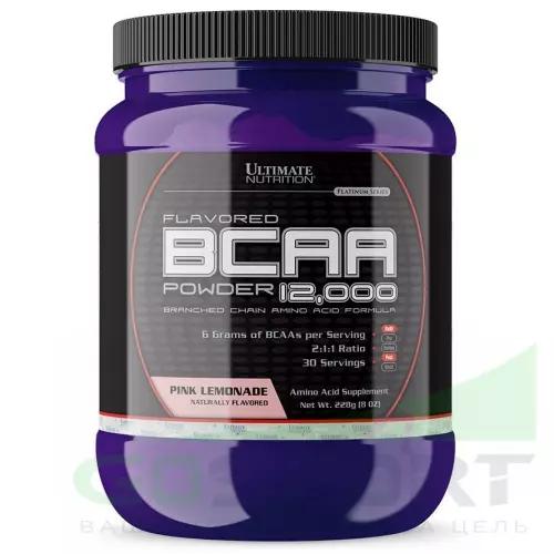 БСАА Ultimate Nutrition Flavored BCAA 12000 Powder 2:1:1 228 г, Розовый лимонад