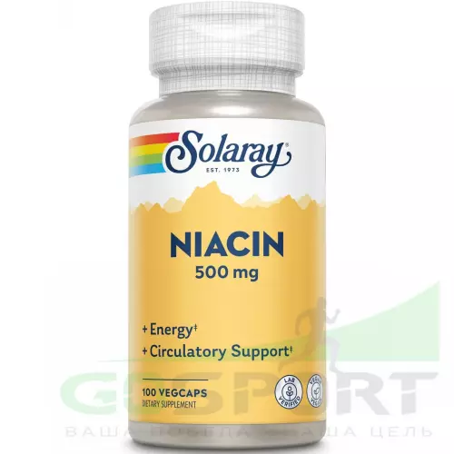  Solaray Niacin 500 mg 100 вегетарианские таблетки