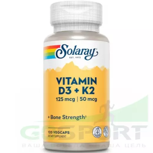  Solaray Vitamin D3 + K2 120 веган капсул