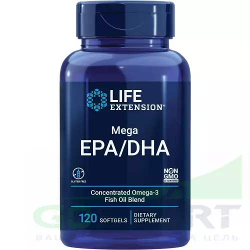 Omega 3 Life Extension Mega EPA/DHA Fish Oil 120 гелевых капсул