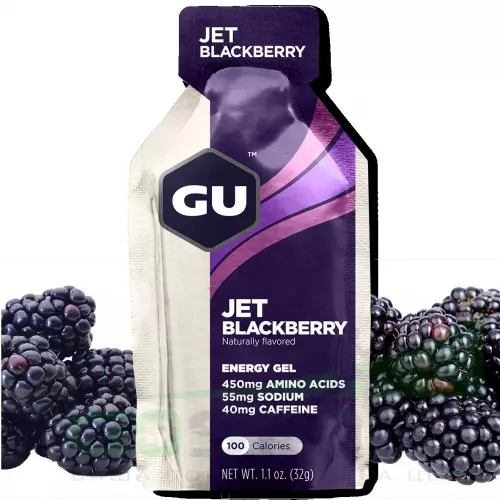 Гель питьевой GU ENERGY GU ORIGINAL ENERGY GEL 40mg caffeine 1 стик x 32 г, Ежевика Джет