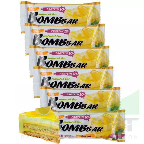 Протеиновый батончик Bombbar Protein Bar 6 x 60 г, Лимонный торт