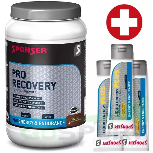 Восстановление SPONSER PRO RECOVERY + 3 x LIQUID ENERGY PLUS 70 г 800 г, Шоколад