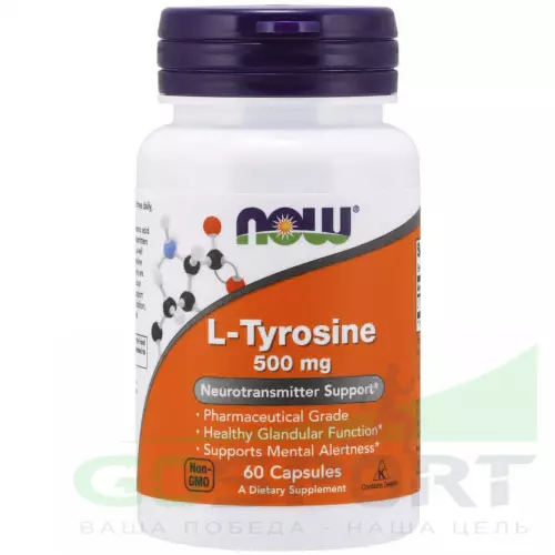 NOW FOODS L-Tyrosine – Тирозин 500 мг 60 капсул, Нейтральный