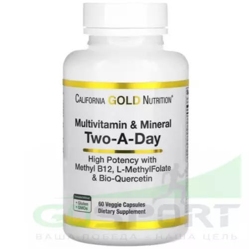 Витаминный комплекс California Gold Nutrition Multivitamin and Mineral, Two-A-Day 60 вегетарианских капсул