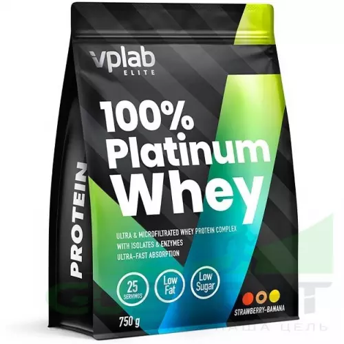 Комплексный протеин VP Laboratory 100% PLATINUM WHEY 750 г, Клубника-Банан