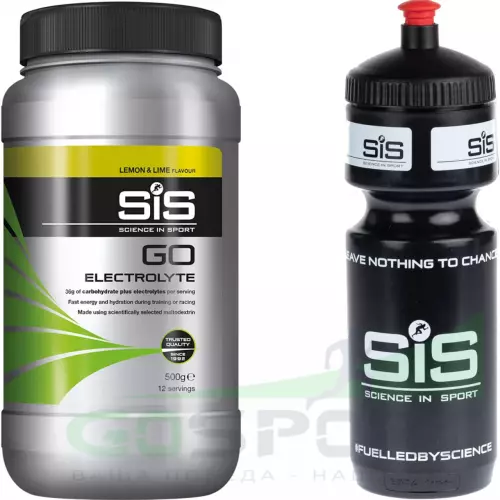 Изотоник SCIENCE IN SPORT (SiS) GO Electrolyte + Бутылочка черная 1 x 500 г, Лимон-лайм