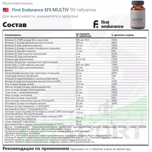 Витаминный комплекс First Endurance EFS MULTIV 90 таблеток