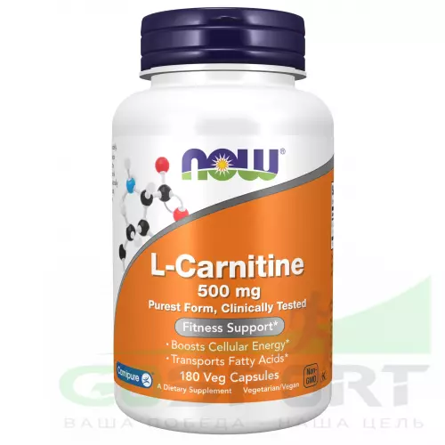  NOW FOODS L-Carnitine 500 mg 180 веган капсул