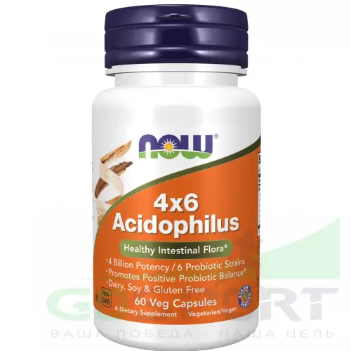 Пробиотик NOW FOODS 4х6 Acidophilus 60 веган капсул