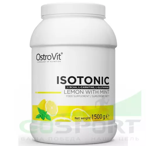 Изотоник OstroVit Isotonic (+BCAA, L-Carnitine, L-Glutamine) 1500 г, Лимон-мята