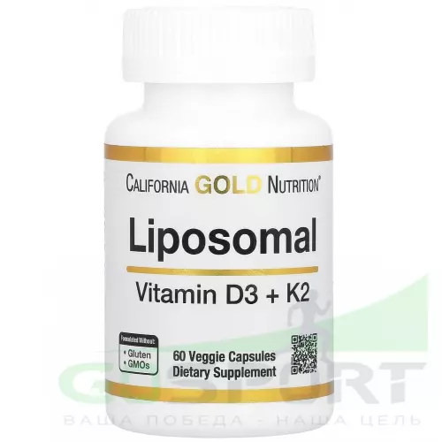  California Gold Nutrition Liposomal Vitamin K2+ D3 60 вегетарианские капсулы