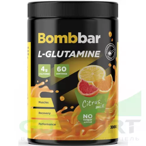 L-Глютамин Bombbar Глютамин Pro 300 г, Цитрусовый микс