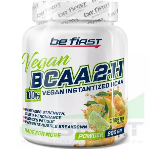 БСАА Be First BCAA 2:1:1 Vegan powder 200 г, Цитрусовый микс