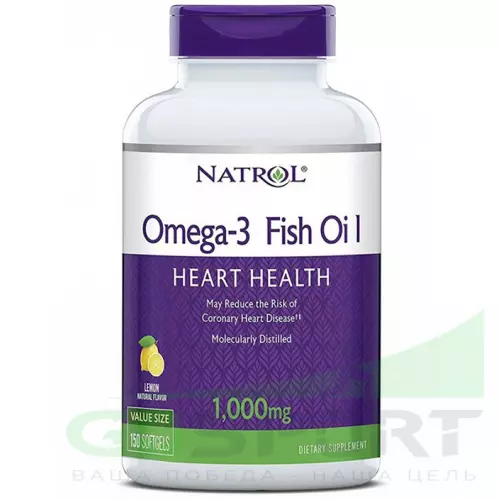 Омена-3 Natrol Omega-3 Fish Oil 1000mg 150 гелевых капсул, Лимон