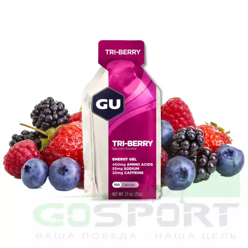 Гель питьевой GU ENERGY GU ORIGINAL ENERGY GEL 20mg caffeine 1 стик x 32 г, Лесные ягоды