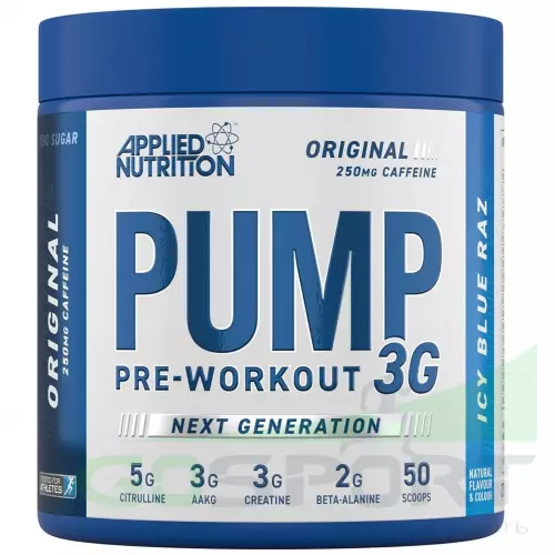 Предтреник Applied Nutrition Pump 3G Pre Workout - Energy, Focus 375 г, Ледяная голубая малина