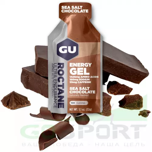 Гель питьевой GU ENERGY GU ROCTANE ENERGY GEL 35mg caffeine 1 стик x 32 г, Шоколад-Морская соль