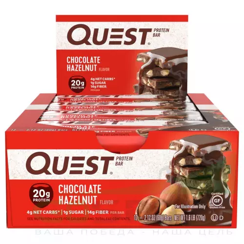 Протеиновый батончик Quest Nutrition Quest Bar 12 x 60 г, Шоколад с лесными орехами