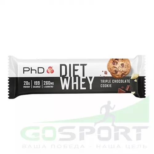 Протеиновый батончик PhD Nutrition Diet Whey Bar 63 г, Тройное шоколадное печенье
