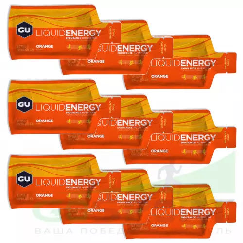 Гель питьевой GU ENERGY GU Liquid Enegry Gel 20mg caffeine 9 саше x 60 g, Апельсин