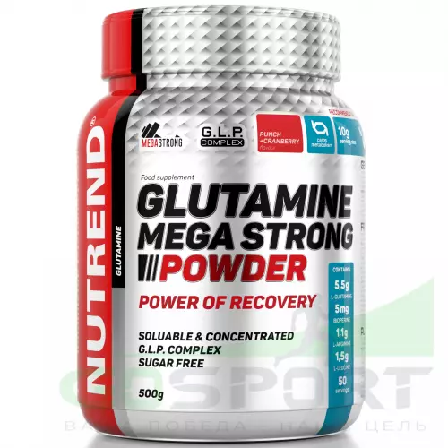 L-Glutamine NUTREND GLUTAMINE Mega Strong Powder 500 г, Пунш - Клюква