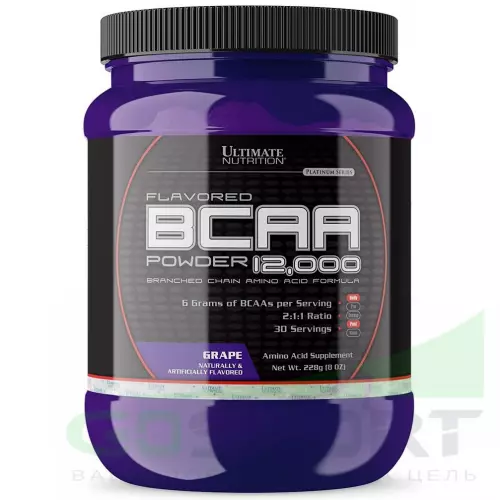 БСАА Ultimate Nutrition Flavored BCAA 12000 Powder 2:1:1 228 г, Виноград