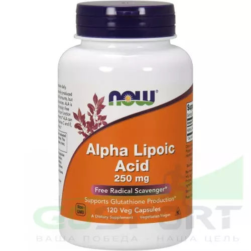  NOW FOODS Alpha Lipoic Acid – Альфа-липоевая кислота 250 mg 120 Вегетарианские капсулы