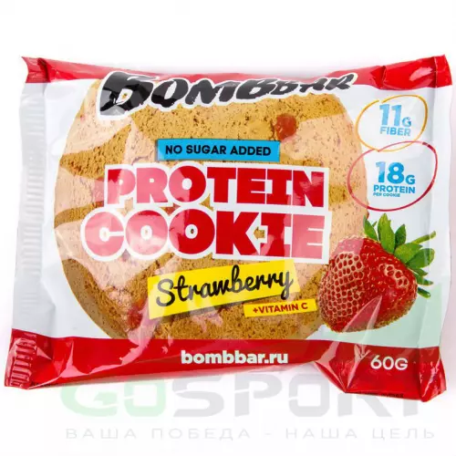 Протеиновый батончик Bombbar Protein cookie 60 г, Клубника