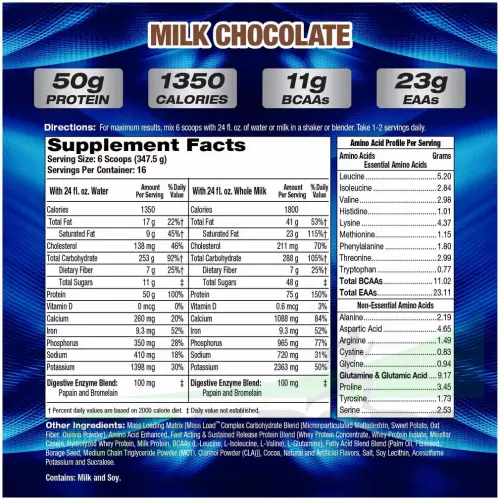 Гейнер MHP Up Your Mass XXXL 1350 5440 г, Молочный шоколад