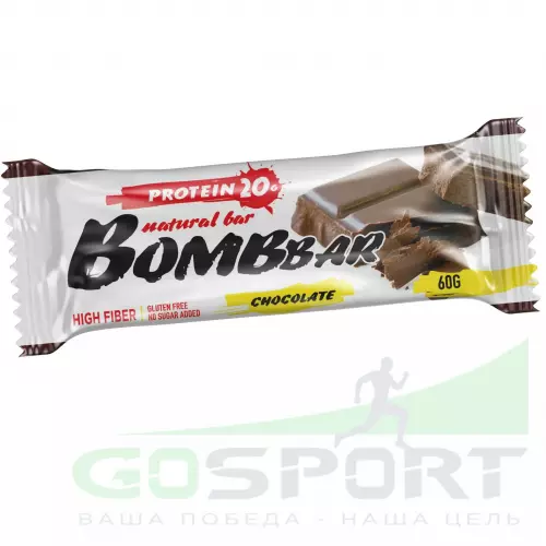 Протеиновый батончик Bombbar Protein Bar 60 г, Двойной шоколад