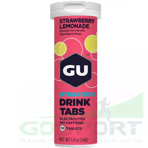 Изотоник GU ENERGY GU HYDRATION DRINK TABS 1 туба, Клубничный лимонад