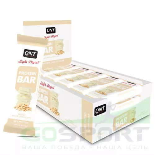 Протеиновый батончик QNT Light Digest Protein Bar 15 х 55 г, Арахис - Белый шоколад