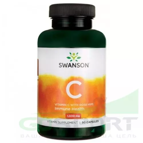  Swanson Vitamin C with Rose Hips 90 капсул, Нейтральный