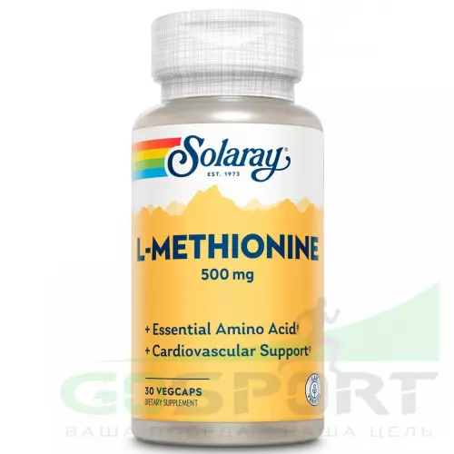  Solaray L-Methionine Free Form 500 mg 30 веган капсул
