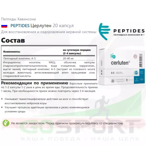  PEPTIDES Церлутен 20 капсул