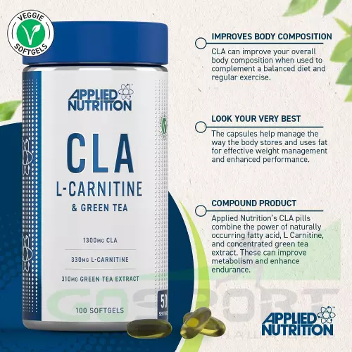  Applied Nutrition CLA L Carnitine and Green Tea 100 мягких капсул