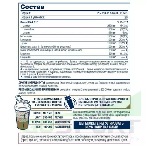 БСАА Be First BCAA RXT powder 230 г, Малина
