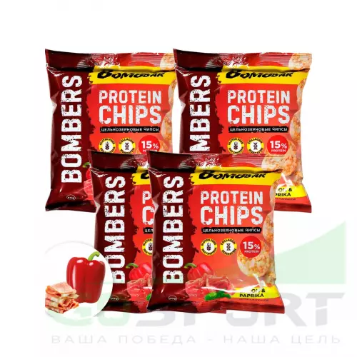  Bombbar Protein Chips 4 x 50 г, Бекон с паприкой