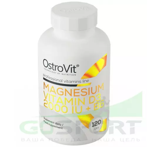 Витаминный комплекс OstroVit Magnesium + Vitamin D3 2000 IU + B6 120 таблеток