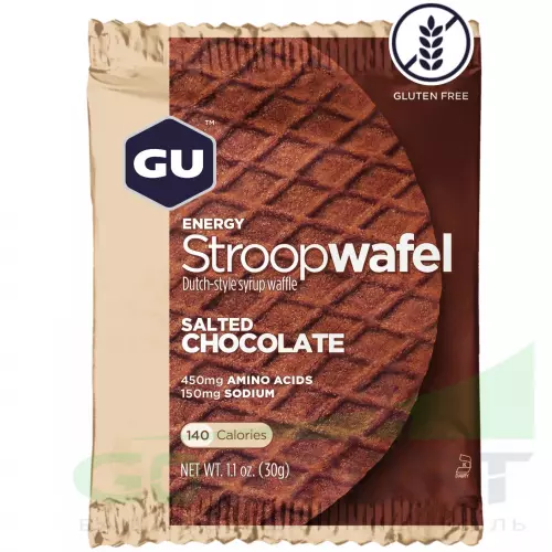 Энергетический батончик GU ENERGY GU ENERGY STROOPWAFEL(без глютен) 1 упак. x 16 шт, Соленый шоколад