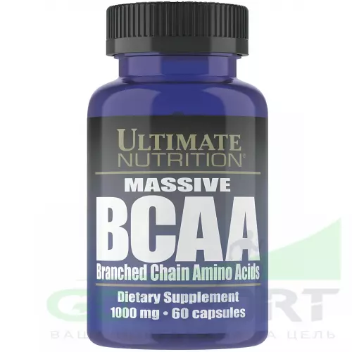 БСАА Ultimate Nutrition Massive BCAA 1000 мг 60 капсул, нейтральный