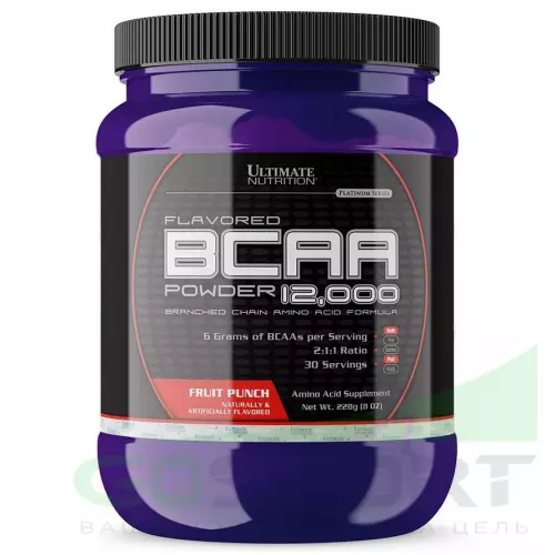 БСАА Ultimate Nutrition Flavored BCAA 12000 Powder 2:1:1 228 г, Фруктовый пунш