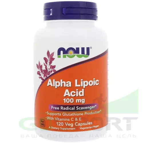  NOW FOODS Alpha Lipoic Acid – Альфа-липоевая кислота 100 mg 120 Вегетарианские капсул