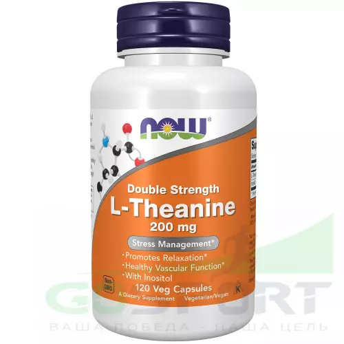  NOW FOODS Double Strength L-Theanine 200 mg with Inositol 120 веган капсул