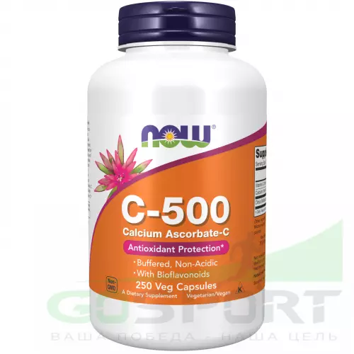  NOW FOODS C-500 Calcium ASCORBATE-C 250 капсул, нейтральный